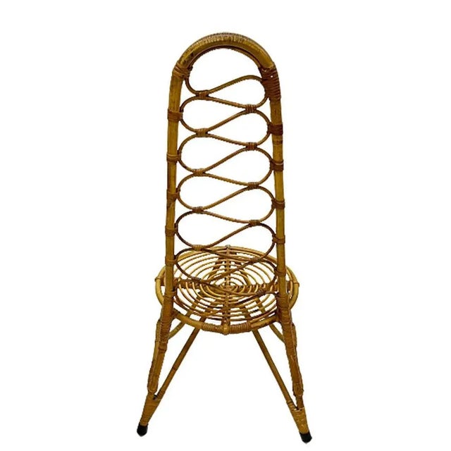 Set of Mid-20th Century Rattan and Bamboo Chair and Magazine Rack For Sale - Image 6 of 12