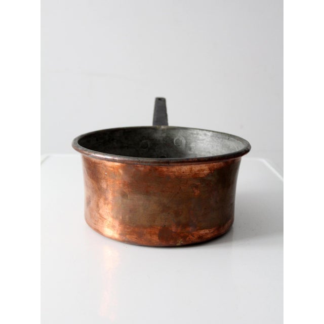 Metal Antique Copper Saucepan With Iron Handle For Sale - Image 7 of 13