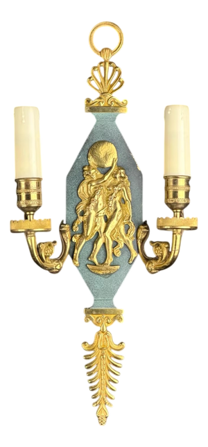 French Neoclassical Gilt Bronze Two-Light Wall Sconce, 1890s