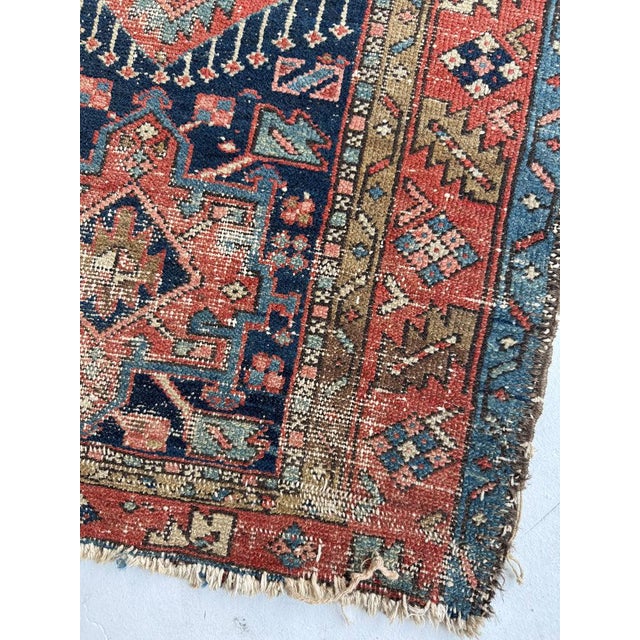 Blue Antique Persian Karaja Rug 3 x 4 For Sale - Image 8 of 9