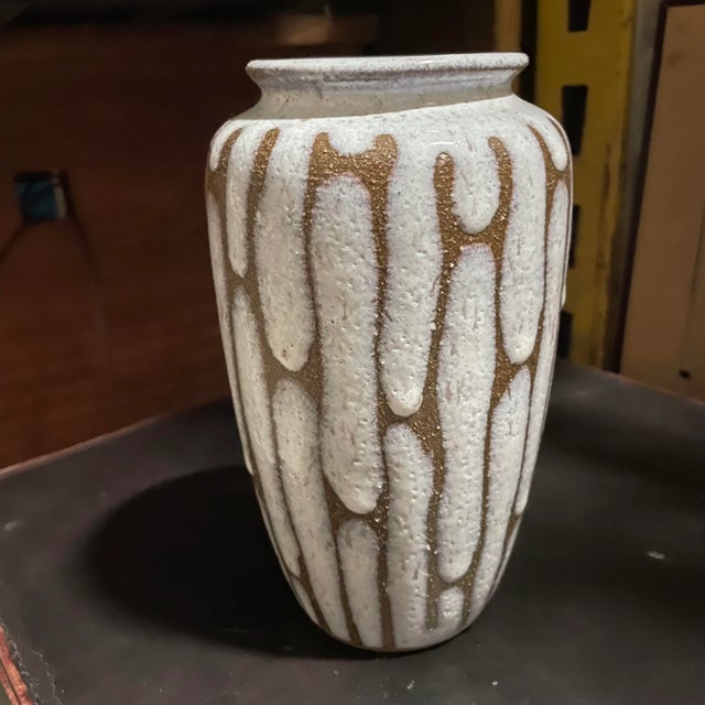 Mid Century Modern Japanese Drip Glaze Brown and White Vase For Sale In Columbia, SC - Image 6 of 6