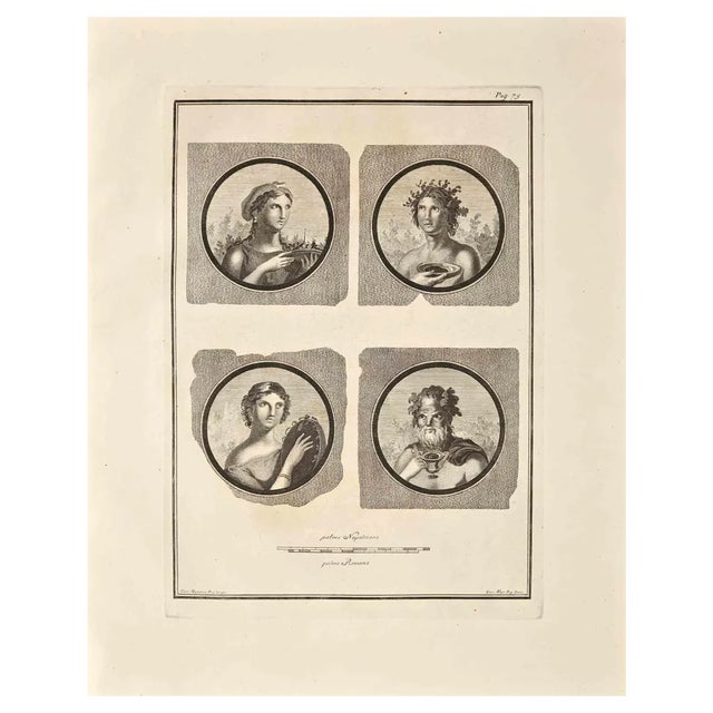 Giovanni Morghen, Ancient Roman Portraits, Etching, 18th Century For Sale