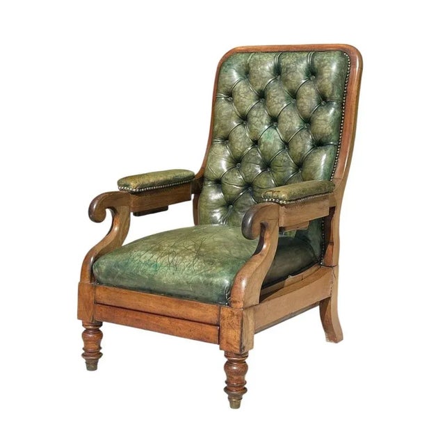 Chesterfield Mahogany Armchair in Green For Sale - Image 13 of 13