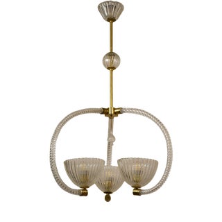 Vintage Murano Blown Glass Chandelier by Ercole Barovier for Barovier & Toso, 1930s For Sale