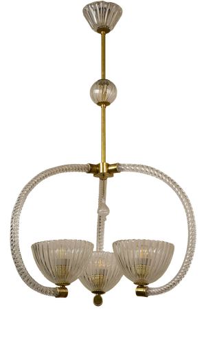 Vintage Murano Blown Glass Chandelier by Ercole Barovier for Barovier & Toso, 1930s