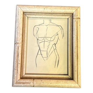 1940’s Original Small Art Deco Figure Study Pencil Drawing For Sale