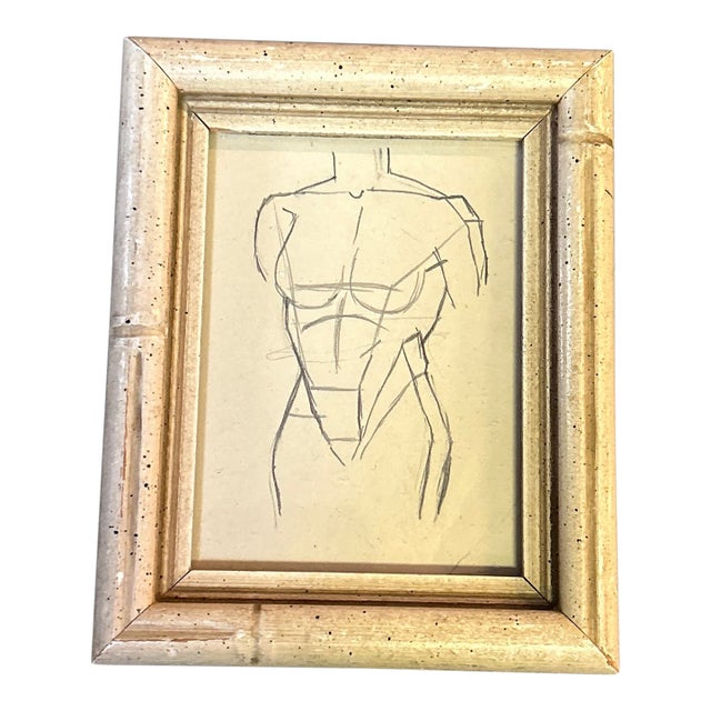 1940’s Original Small Art Deco Figure Study Pencil Drawing For Sale