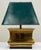 Postmodern Vintage Large Brass Table Lamp W/ Oversized Painted Green Shade For Sale - Image 3 of 9