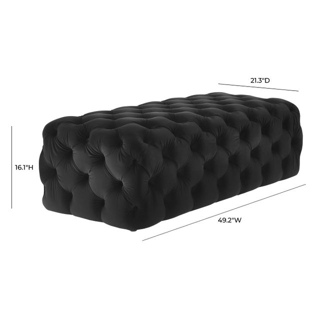 2020s Kaylee Jumbo Black Velvet Ottoman For Sale - Image 5 of 7