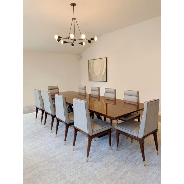 Art Deco Hellman Chang Monumental High Gloss Art Deco Walnut Z Dining Table For Sale - Image 3 of 13