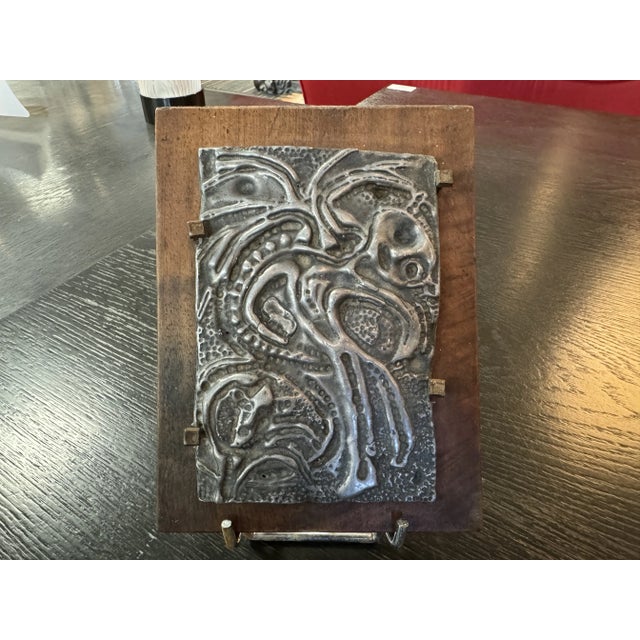 Art Brut Bas Relief in Lead on Wood, Circa 1960 For Sale - Image 6 of 7