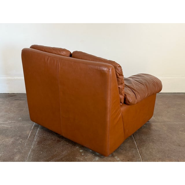 1970s Vintage 1970’s Italian Leather Lounge Chair For Sale - Image 5 of 13