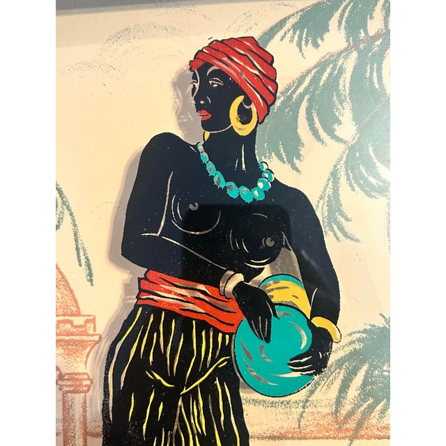 Vintage 1950s Mid-Century Illuminated Reverse-Painted Glass Shadowbox Art For Sale In New York - Image 6 of 6