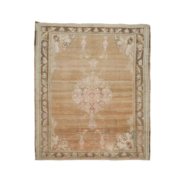 Vintage Turkish Hand-Knotted Wool Cotton Brown Area Rug For Sale - Image 11 of 11