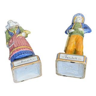 Breton Couple in Earthenware from Quimper, 1930s, Set of 2 For Sale