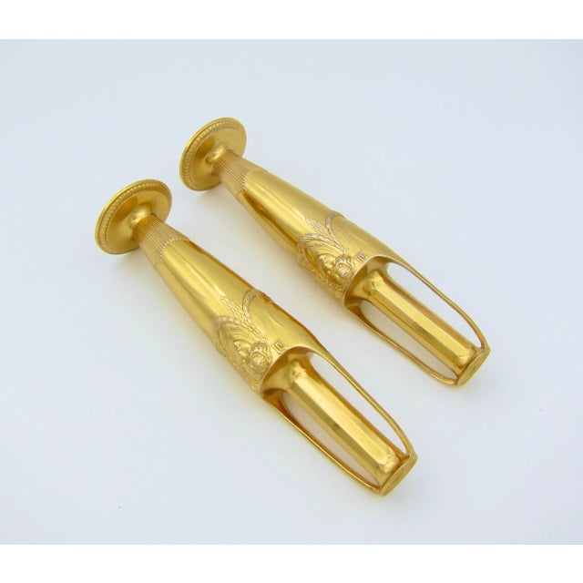 Antique Orivit Gilt Metal Vase Pair in Neoclassical Style For Sale - Image 9 of 10