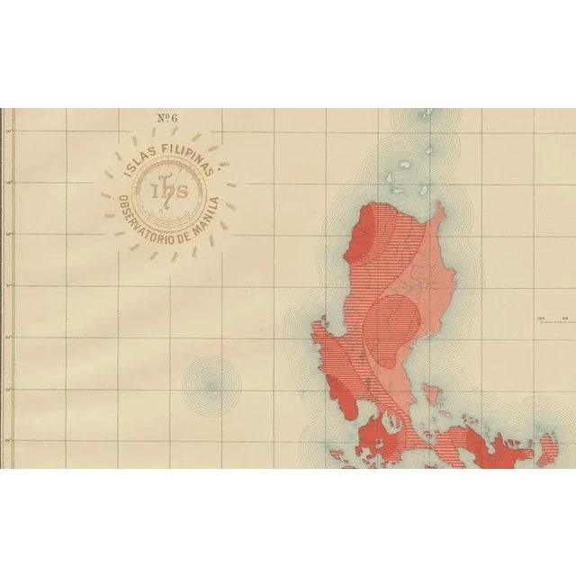 Seismic Activity Map of the Philippine Islands Observatorio in Manila, 1899 For Sale - Image 3 of 10