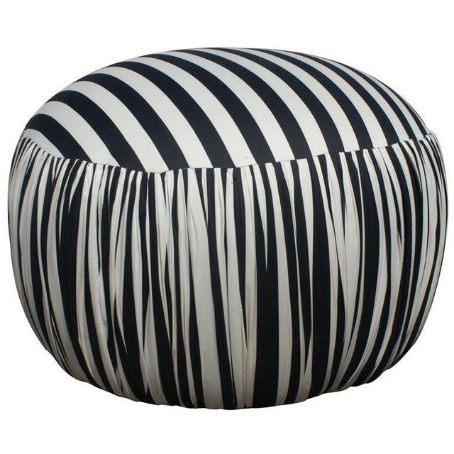 Contemporary Round Black and White Pouf Ottoman Chairish