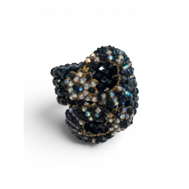 American 1940s Jet Beaded Memory Wire Haskell Style Bracelet For Sale - Image 3 of 5