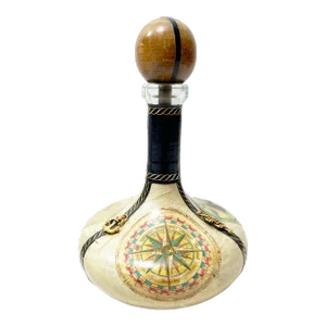 Mid-Century Italian Leather Wrapped Glass Jeype Nautical Decanter
