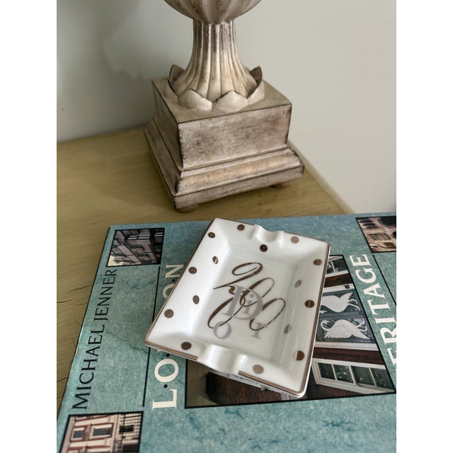 2000 - 2009 2000s Christian Dior Gold Polka Dot Ashtray For Sale - Image 5 of 8