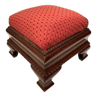 Mid 19th Century Mahogany Upholstered Foot Stool For Sale
