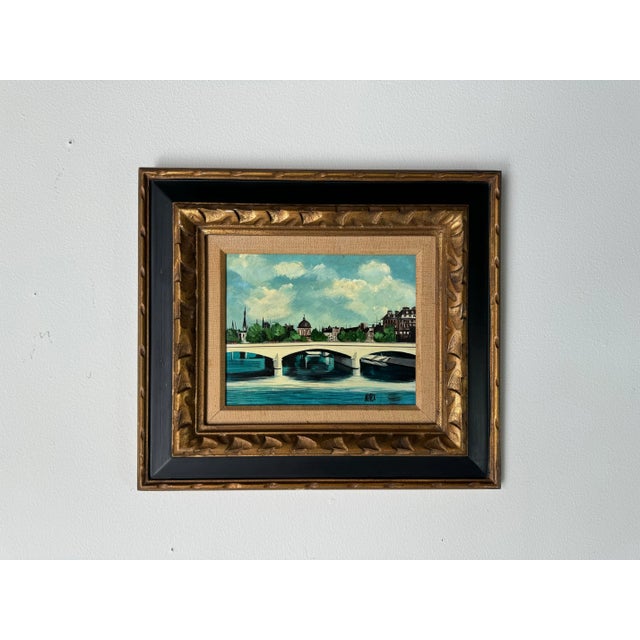 Impressionist Vintage Marx Parisian River Landscape Scene Oil Painting, Framed For Sale - Image 3 of 11
