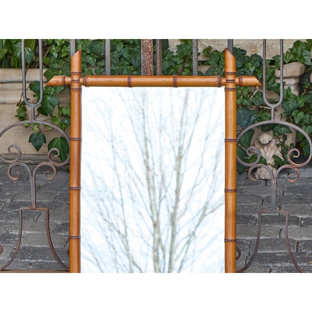 French Faux Bamboo Wall Mirror with Carved Frame, circa 1900 For Sale In Atlanta - Image 6 of 12
