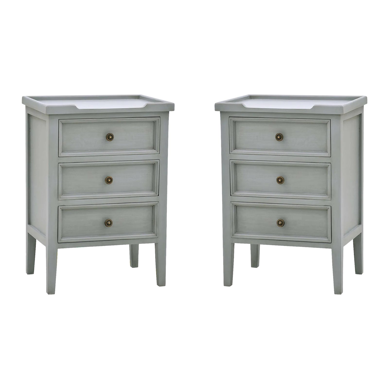 Pair of Country Style Three Drawer End Tables | Chairish