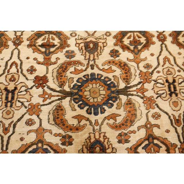 Antique Cream Background Botanic Persian Sultanabad Wool Carpet For Sale - Image 4 of 7