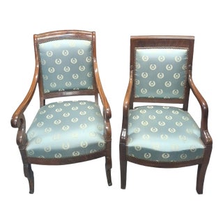 Antique Lounge Chairs in Mahogany, 1890, Set of 2 For Sale