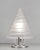 SABINO A rare French 1935 art deco table lamp in nickel plated brass holding a large shade in frosted and locally hand...