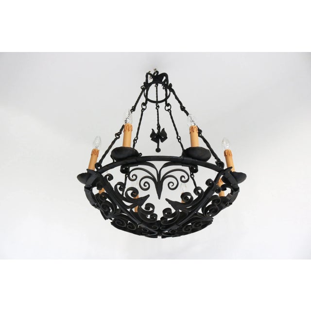 Antique Wrought Iron Chandelier, 1800s For Sale - Image 6 of 16