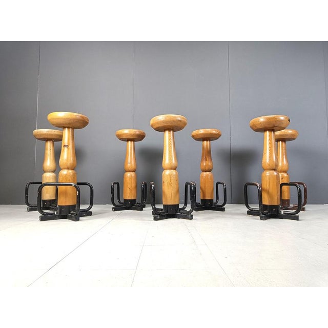 Mid-Century Brutalist Bar Stools, 1960s, Set of 7 For Sale - Image 6 of 11