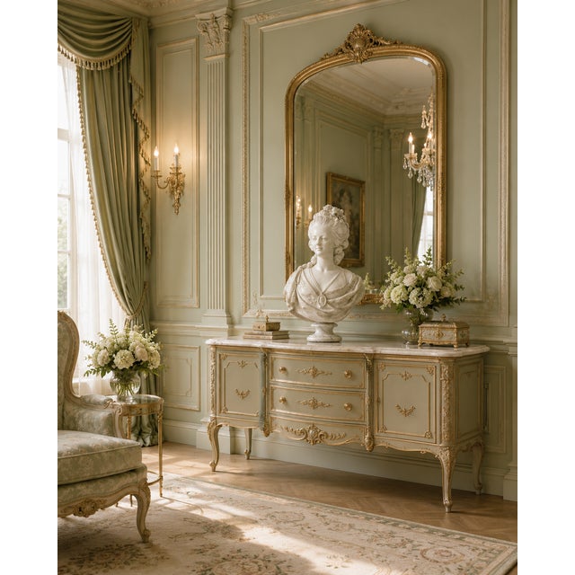 Classical Roman Hand-Carved Natural Marble Bust Sculpture – Portrait of Marie Antoinette For Sale - Image 3 of 5