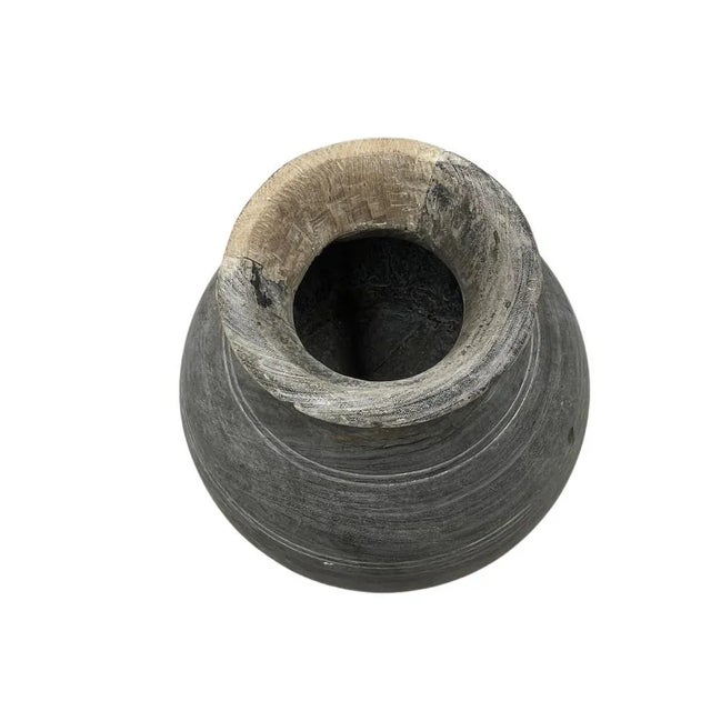 1970s Vintage Round Wooden Vessel For Sale - Image 5 of 6