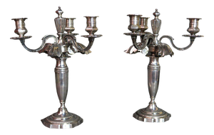 Napoleon III Silver Metal Candelabras, Set of 2