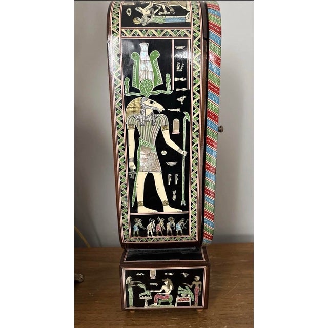 Egyptian Revival 1920s Mother of Pearl Inlay Table Top Jewelry Box For Sale - Image 4 of 12