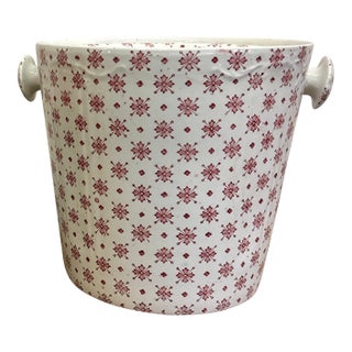 1900s English Large Transfer- Ware Red and White Lidded Vessel. For Sale