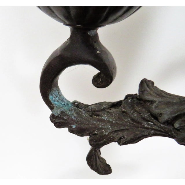 Metal 1 of 2 Huge Rare Maitland Smith Bronze Candelabra With Dolphins Candle Holders For Sale - Image 7 of 8