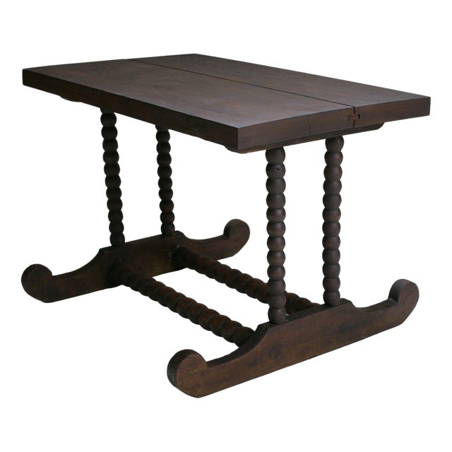 Late 19th Century French Rustic Coffee Table with Bobbin-Turned Base For Sale