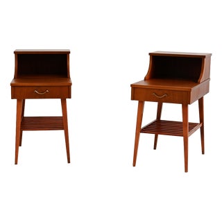 Swedish Mahogany Bedside Tables, 1950s, Set of 2 For Sale