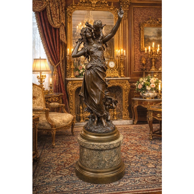 1860 Moreau Romantic Brown Gold Bronze Sculpture For Sale - Image 10 of 10