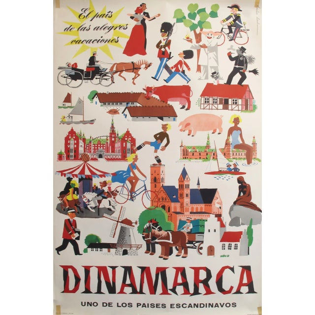 1953 Original Danish Travel Poster, Dinamarca (Denmark) For Sale