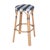 Wood Tobias 30 in. Seat Height Round Rattan Backless Bar Stool, White/Navy Stripe/ Natural Rattan Frame For Sale - Image 7 of 7