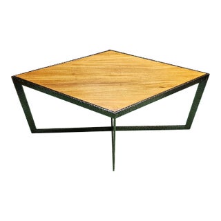 Early 21st Century Modern Diamond-Shaped Wood and Iron Cocktail Table For Sale