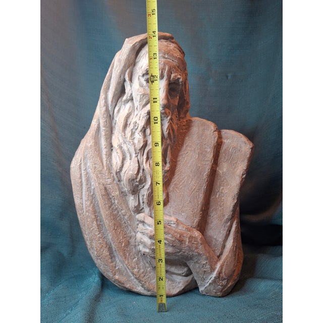 Mid-Century Modern Vintage 1967 Arnold Bergier Moses Ten Commandments Sculpture Austin Productions MCM Bust For Sale - Image 3 of 14