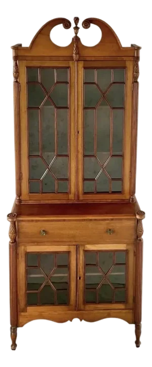 19th Century American Hepplewhite Cherry Wood Bookcase Cabinet