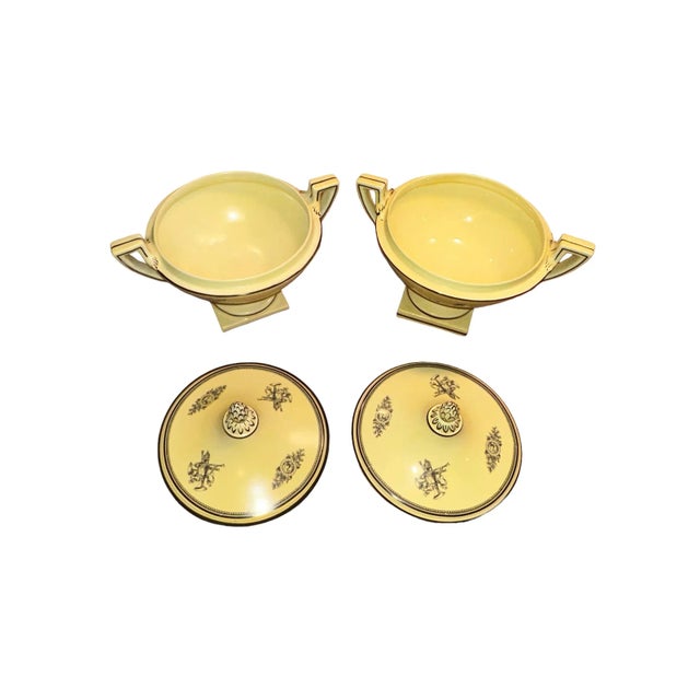 Mid 20th Century Pair of Vintage Mottahedeh Yellow and Black Creil Tureens For Sale - Image 5 of 13