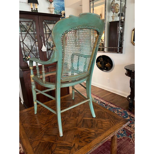 Pair Italian Neoclassical Painted Cane Back Armchairs – Chiavari Style, Mid-Century Italian Export Chairs a Pair For Sale - Image 11 of 11